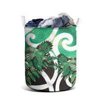 Piwakawaka New Zealand Matariki Laundry Basket Maori New Year Silver Fern Green Galaxy