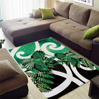 Piwakawaka New Zealand Matariki Area Rug Maori New Year Silver Fern Green Galaxy