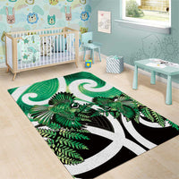 Piwakawaka New Zealand Matariki Area Rug Maori New Year Silver Fern Green Galaxy