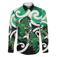 Piwakawaka New Zealand Matariki Family Matching Summer Maxi Dress and Hawaiian Shirt Maori New Year Silver Fern Green Galaxy