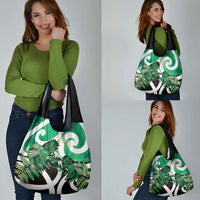 Piwakawaka New Zealand Matariki Grocery Bag Maori New Year Silver Fern Green Galaxy