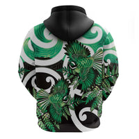 Piwakawaka New Zealand Matariki Hoodie Maori New Year Silver Fern Green Galaxy