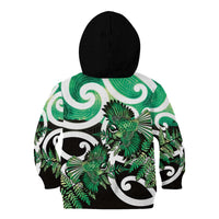 Piwakawaka New Zealand Matariki Kid Hoodie Maori New Year Silver Fern Green Galaxy