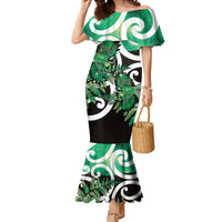 Piwakawaka New Zealand Matariki Mermaid Dress Maori New Year Silver Fern Green Galaxy