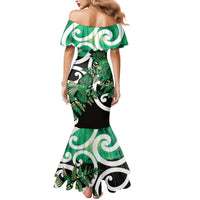 Piwakawaka New Zealand Matariki Mermaid Dress Maori New Year Silver Fern Green Galaxy