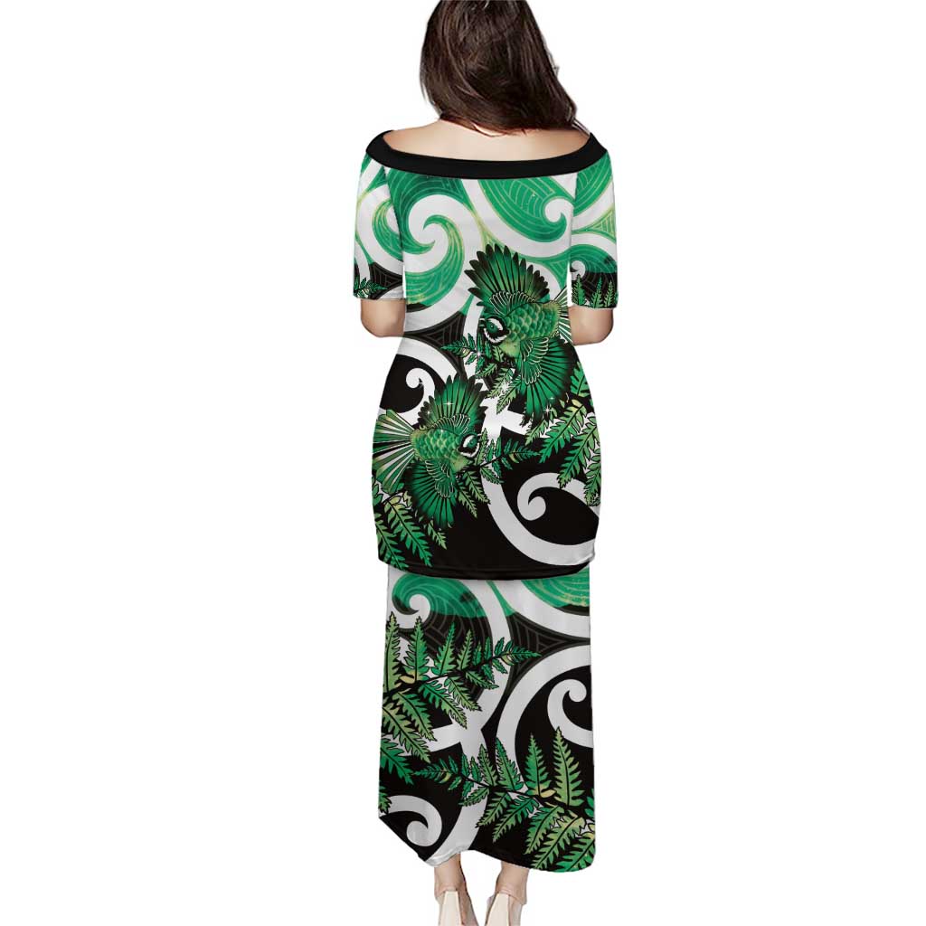Piwakawaka New Zealand Matariki Puletasi Maori New Year Silver Fern Green Galaxy
