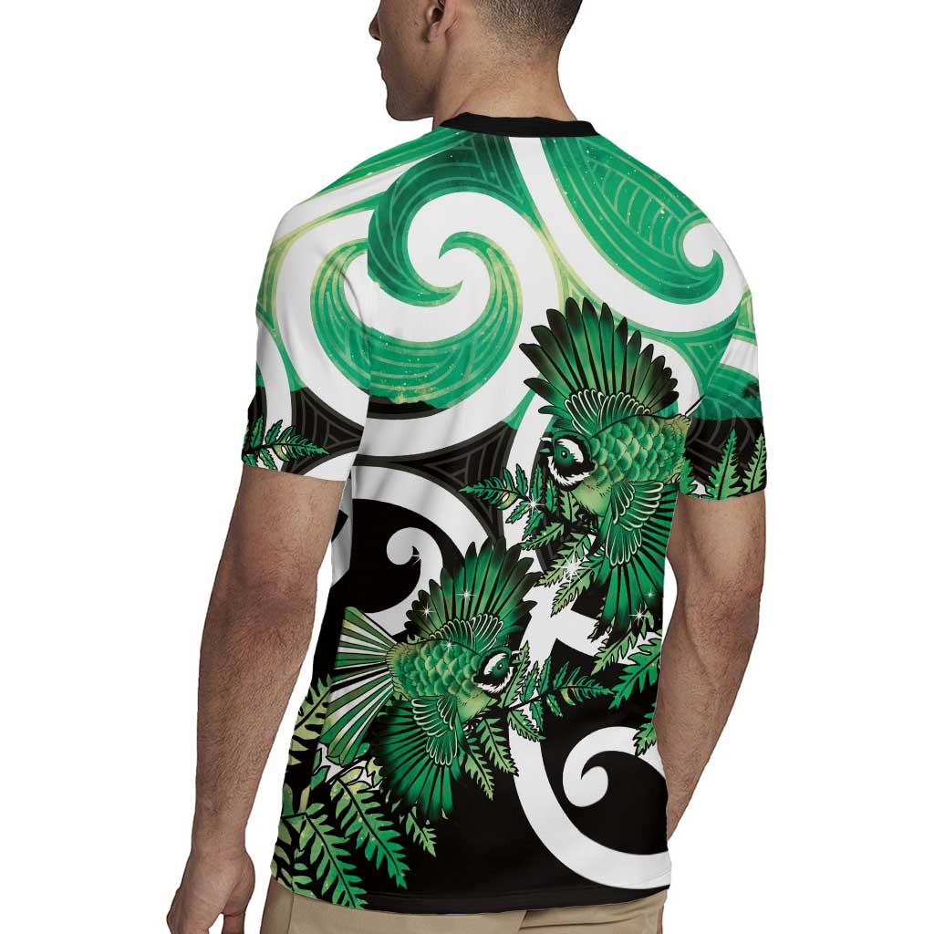 Piwakawaka New Zealand Matariki Rugby Jersey Maori New Year Silver Fern Green Galaxy