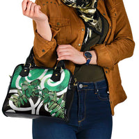 Piwakawaka New Zealand Matariki Shoulder Handbag Maori New Year Silver Fern Green Galaxy