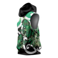 Piwakawaka New Zealand Matariki Sleeveless Hoodie Maori New Year Silver Fern Green Galaxy