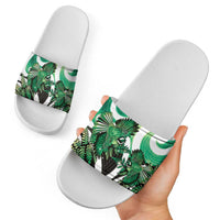 Piwakawaka New Zealand Matariki Slide Sandals Maori New Year Silver Fern Green Galaxy