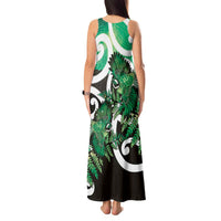 Piwakawaka New Zealand Matariki Tank Maxi Dress Maori New Year Silver Fern Green Galaxy