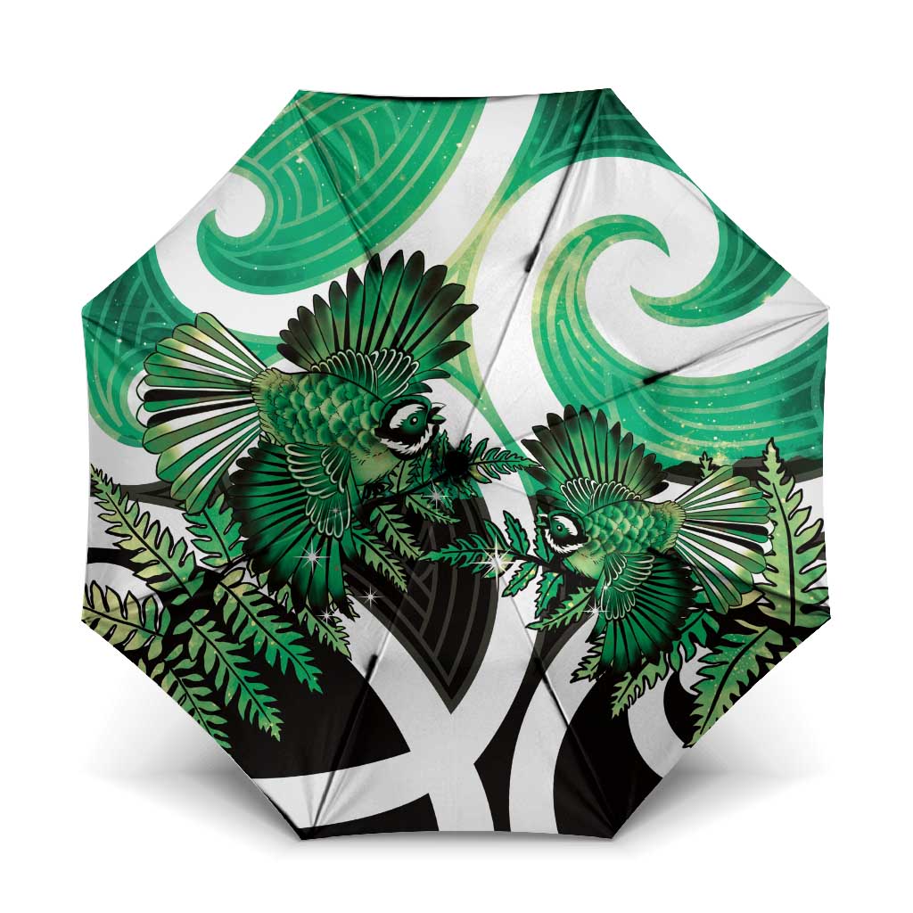 Piwakawaka New Zealand Matariki Umbrella Maori New Year Silver Fern Green Galaxy