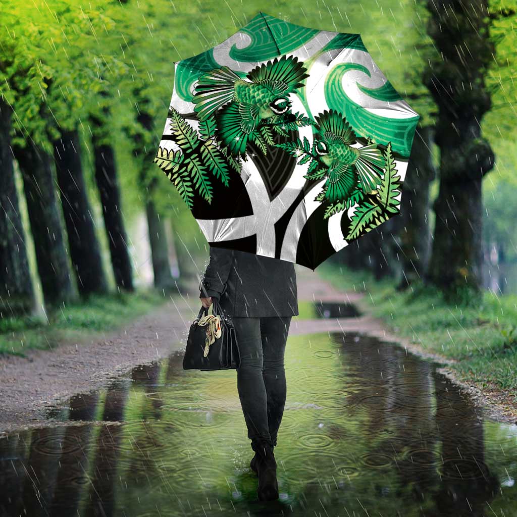 Piwakawaka New Zealand Matariki Umbrella Maori New Year Silver Fern Green Galaxy