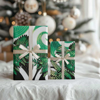 Piwakawaka New Zealand Matariki Wrapping Paper Maori New Year Silver Fern Green Galaxy