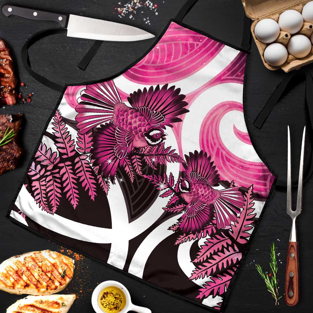 Piwakawaka New Zealand Matariki Apron Maori New Year Silver Fern Pink Galaxy