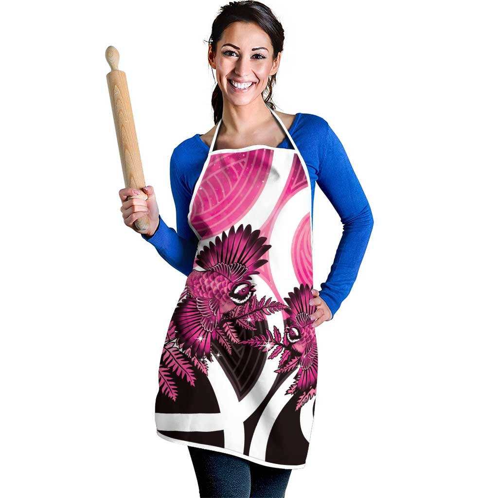 Piwakawaka New Zealand Matariki Apron Maori New Year Silver Fern Pink Galaxy