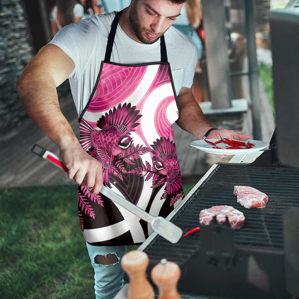 Piwakawaka New Zealand Matariki Apron Maori New Year Silver Fern Pink Galaxy