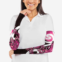 Piwakawaka New Zealand Matariki Arm Sleeves Maori New Year Silver Fern Pink Galaxy