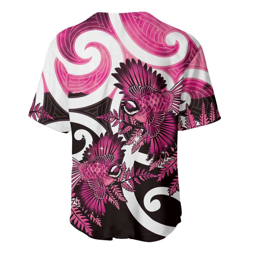 Piwakawaka New Zealand Matariki Baseball Jersey Maori New Year Silver Fern Pink Galaxy