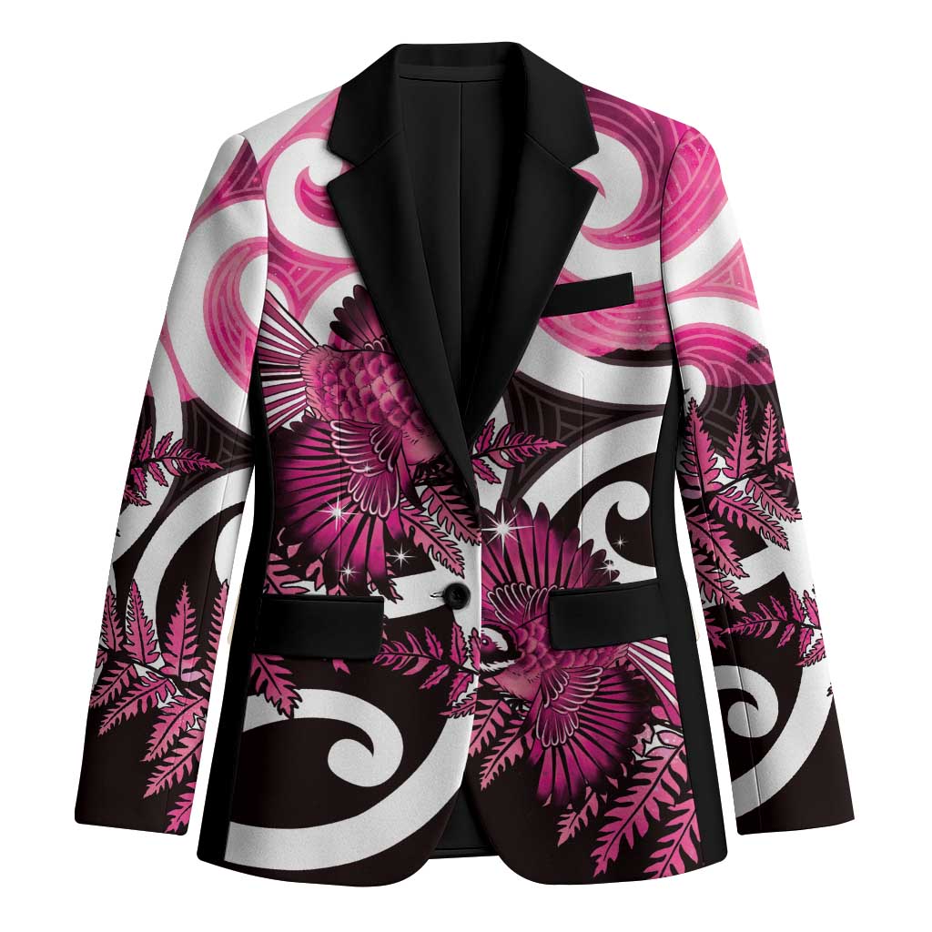 Piwakawaka New Zealand Matariki Blazer Maori New Year Silver Fern Pink Galaxy
