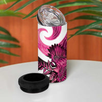 Piwakawaka New Zealand Matariki 4 in 1 Can Cooler Tumbler Maori New Year Silver Fern Pink Galaxy