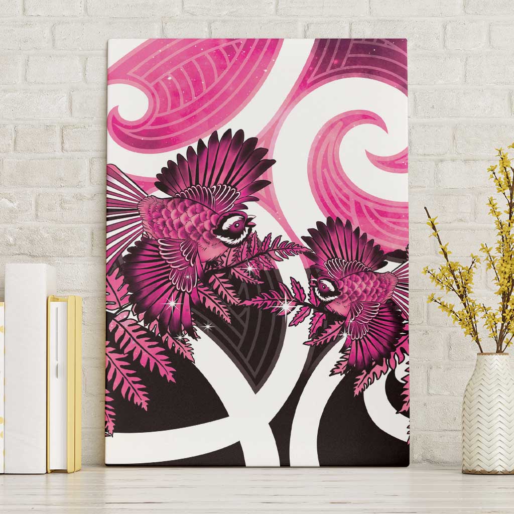 Piwakawaka New Zealand Matariki Canvas Wall Art Maori New Year Silver Fern Pink Galaxy