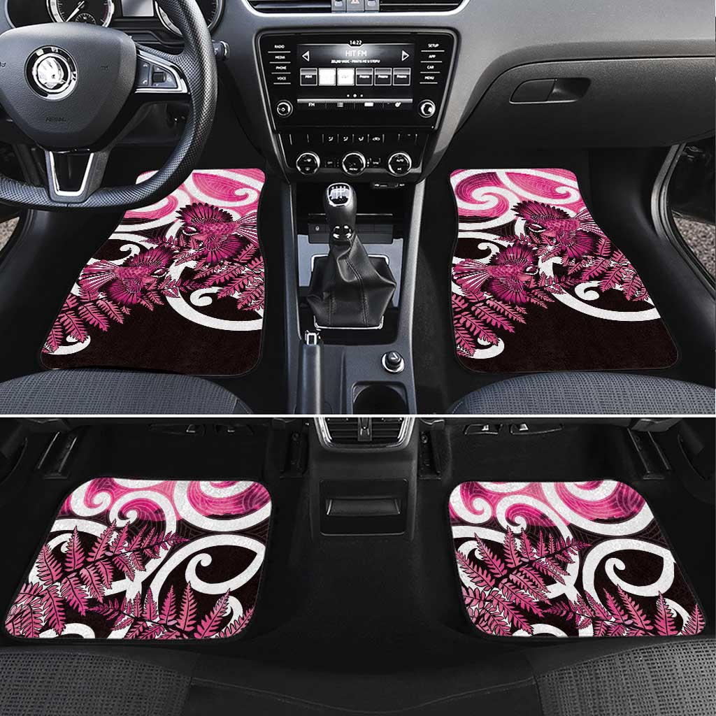 Piwakawaka New Zealand Matariki Car Mats Maori New Year Silver Fern Pink Galaxy