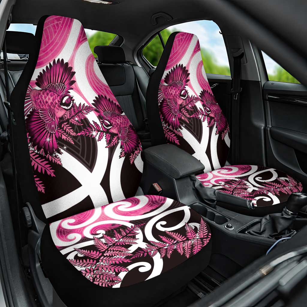 Piwakawaka New Zealand Matariki Car Seat Cover Maori New Year Silver Fern Pink Galaxy