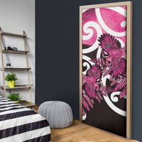 Piwakawaka New Zealand Matariki Door Cover Maori New Year Silver Fern Pink Galaxy