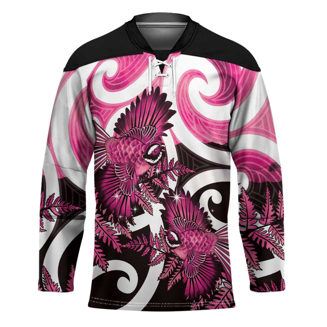 Piwakawaka New Zealand Matariki Hockey Jersey Maori New Year Silver Fern Pink Galaxy