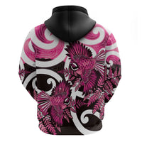 Piwakawaka New Zealand Matariki Hoodie Maori New Year Silver Fern Pink Galaxy