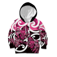 Piwakawaka New Zealand Matariki Kid Hoodie Maori New Year Silver Fern Pink Galaxy