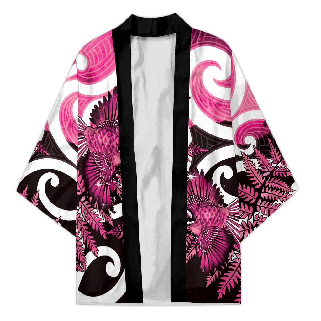 Piwakawaka New Zealand Matariki Kimono Maori New Year Silver Fern Pink Galaxy