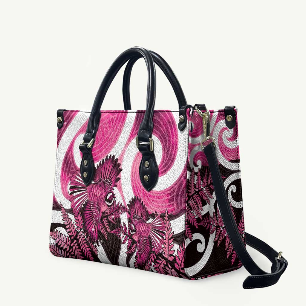 Piwakawaka New Zealand Matariki Leather Bag Maori New Year Silver Fern Pink Galaxy