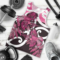 Piwakawaka New Zealand Matariki Men Tank Top Maori New Year Silver Fern Pink Galaxy