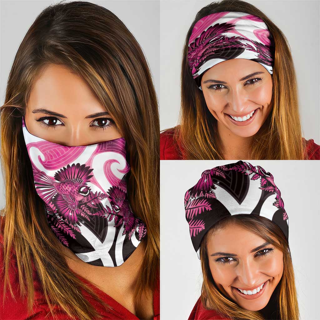 Piwakawaka New Zealand Matariki Neck Gaiter Maori New Year Silver Fern Pink Galaxy