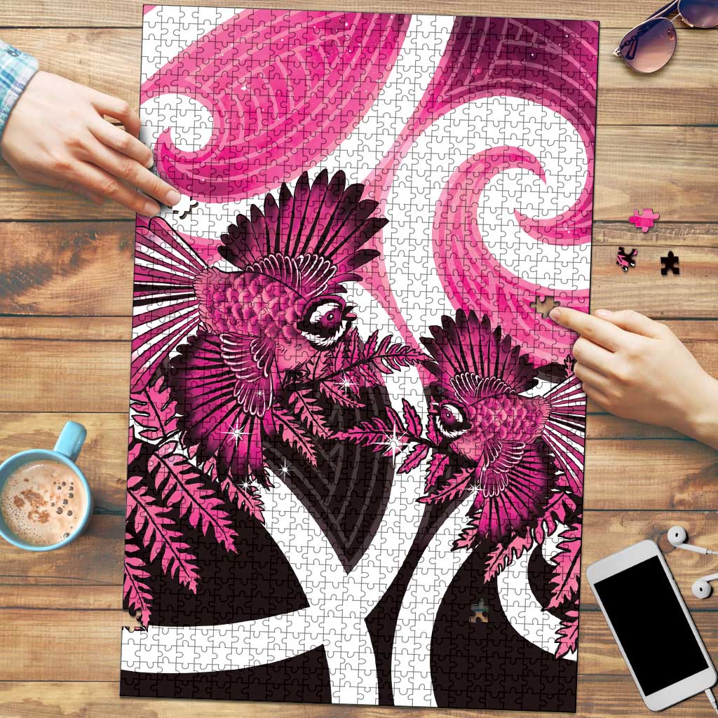 Piwakawaka New Zealand Matariki Puzzle Maori New Year Silver Fern Pink Galaxy