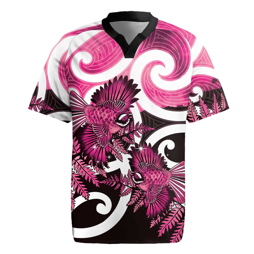 Piwakawaka New Zealand Matariki Rugby Jersey Maori New Year Silver Fern Pink Galaxy LT14 Pink - Polynesian Pride