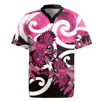 Piwakawaka New Zealand Matariki Rugby Jersey Maori New Year Silver Fern Pink Galaxy