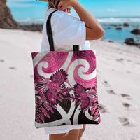 Piwakawaka New Zealand Matariki Tote Bag Maori New Year Silver Fern Pink Galaxy