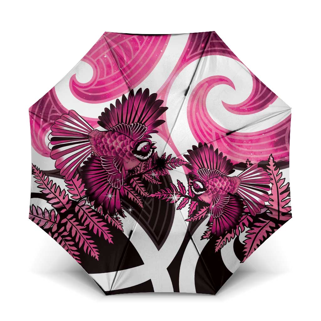 Piwakawaka New Zealand Matariki Umbrella Maori New Year Silver Fern Pink Galaxy