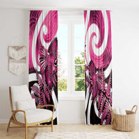 Piwakawaka New Zealand Matariki Window Curtain Maori New Year Silver Fern Pink Galaxy