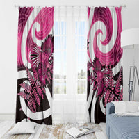 Piwakawaka New Zealand Matariki Window Curtain Maori New Year Silver Fern Pink Galaxy