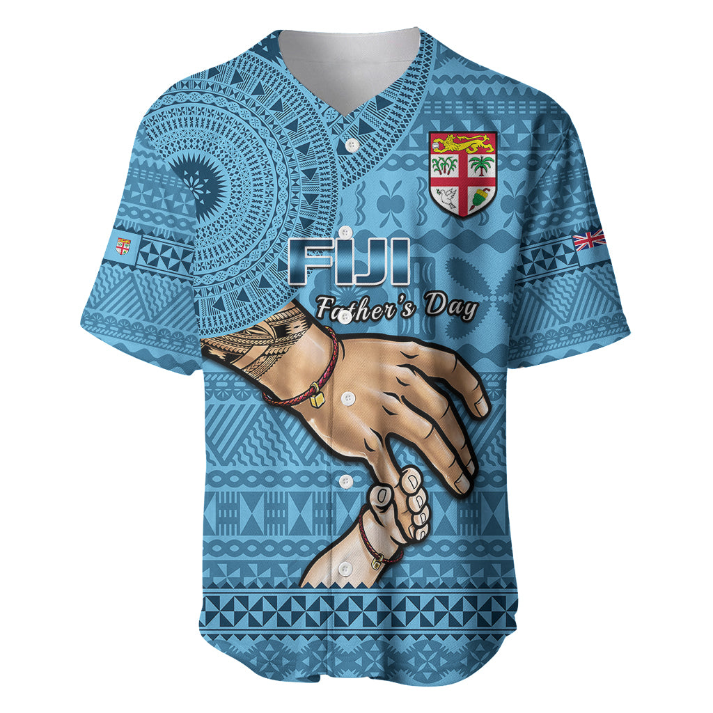 Polynesian Pride Father Day Fiji Baseball Jersey I Love You Dad Fijian Tapa Pattern LT14 Blue - Polynesian Pride