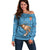 Polynesian Pride Father Day Fiji Off Shoulder Sweater I Love You Dad Fijian Tapa Pattern LT14 Women Blue - Polynesian Pride