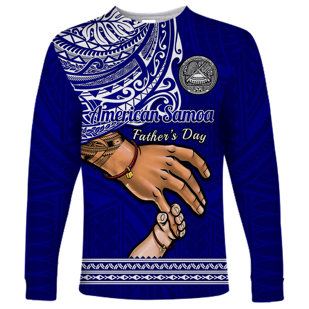 Personalised Father Day American Samoa Long Sleeve Shirt I Love You Dad LT14 Unisex Blue - Polynesian Pride