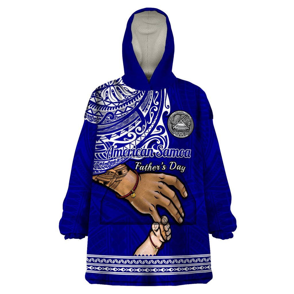 Personalised Father Day American Samoa Wearable Blanket Hoodie I Love You Dad LT14 One Size Blue - Polynesian Pride