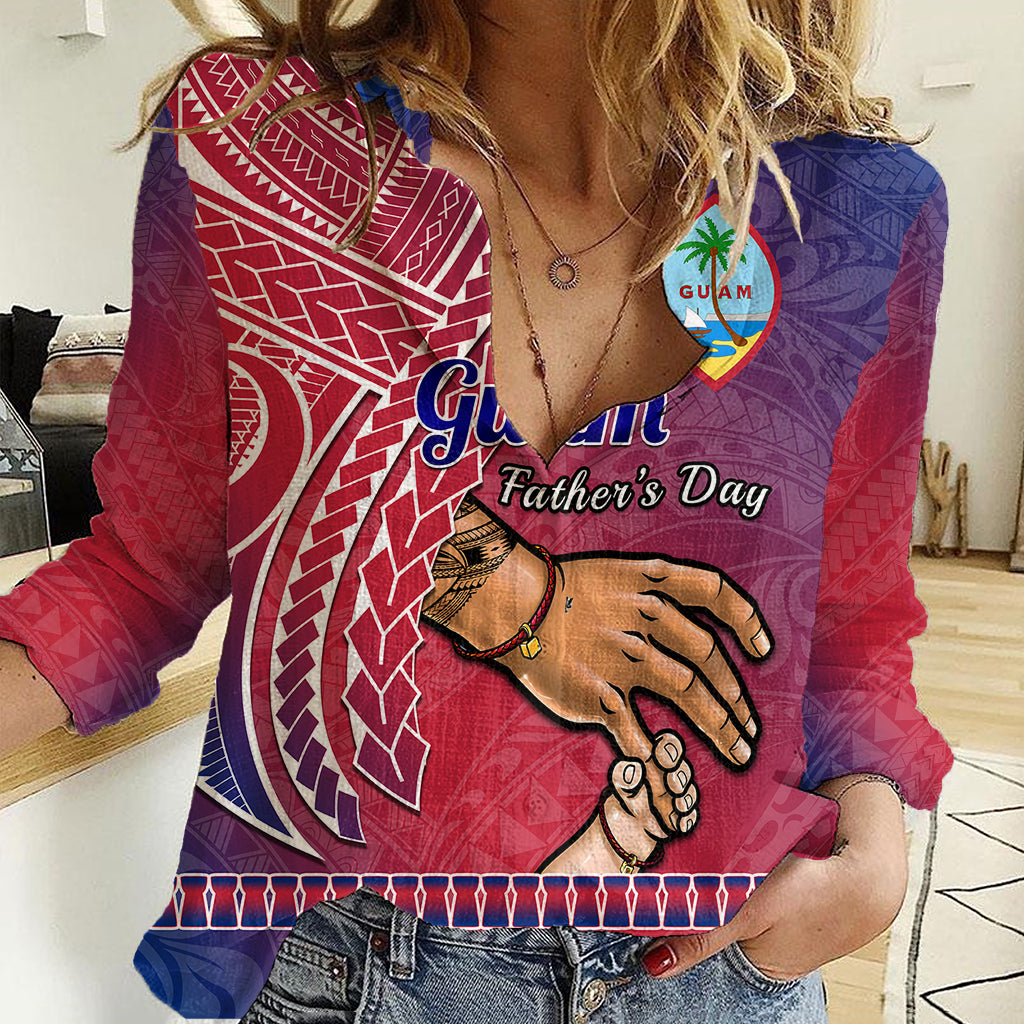 Personalised Father Day Guam Women Casual Shirt I Love You Dad Guaman Latte Stone LT14 Female Red - Polynesian Pride