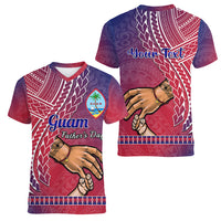 Personalised Father Day Guam Women V Neck T Shirt I Love You Dad Guaman Latte Stone LT14 - Polynesian Pride