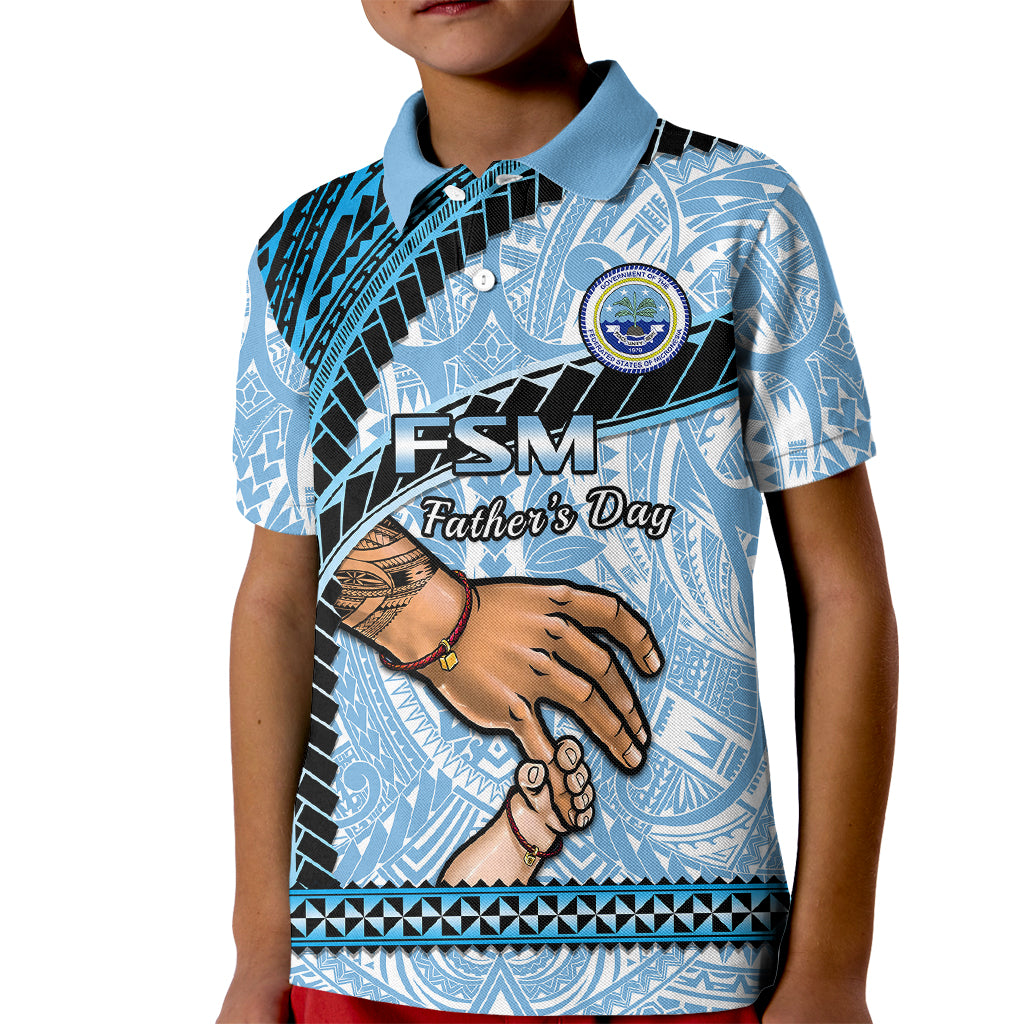 Polynesian Pride Father Day FSM Kid Polo Shirt Federated States of Micronesia I Love You Dad LT14 Kid Blue - Polynesian Pride